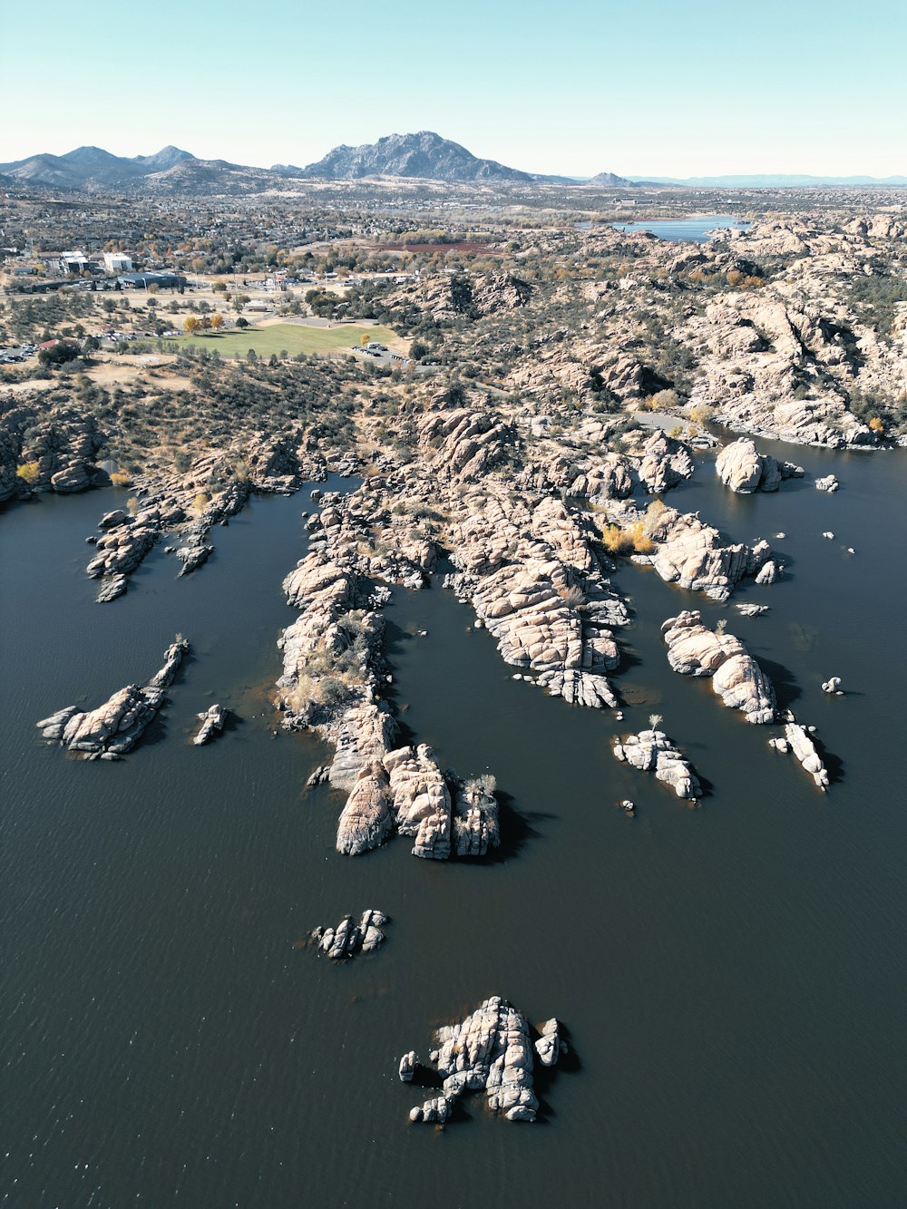 a large body of water surrounded by mountains