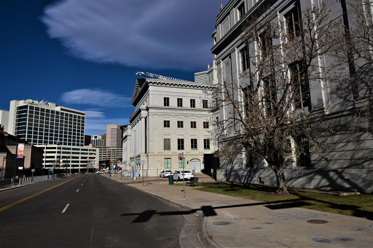 Denver Capitol Hill street with historic architecture