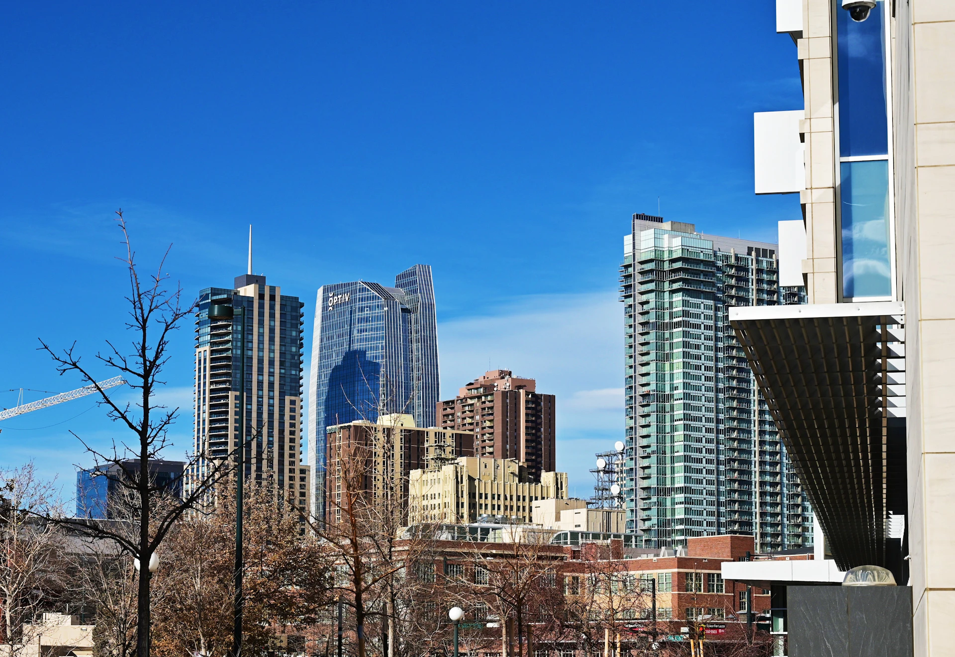 Modern Denver residential architecture under a clear sky