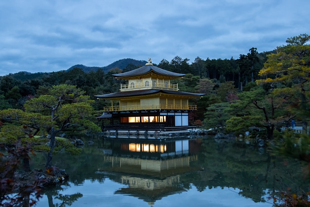 a building that is next to a body of water