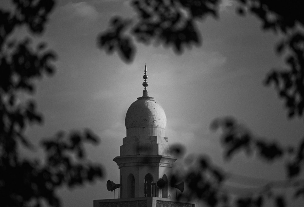 a black and white photo of a building with a dome
