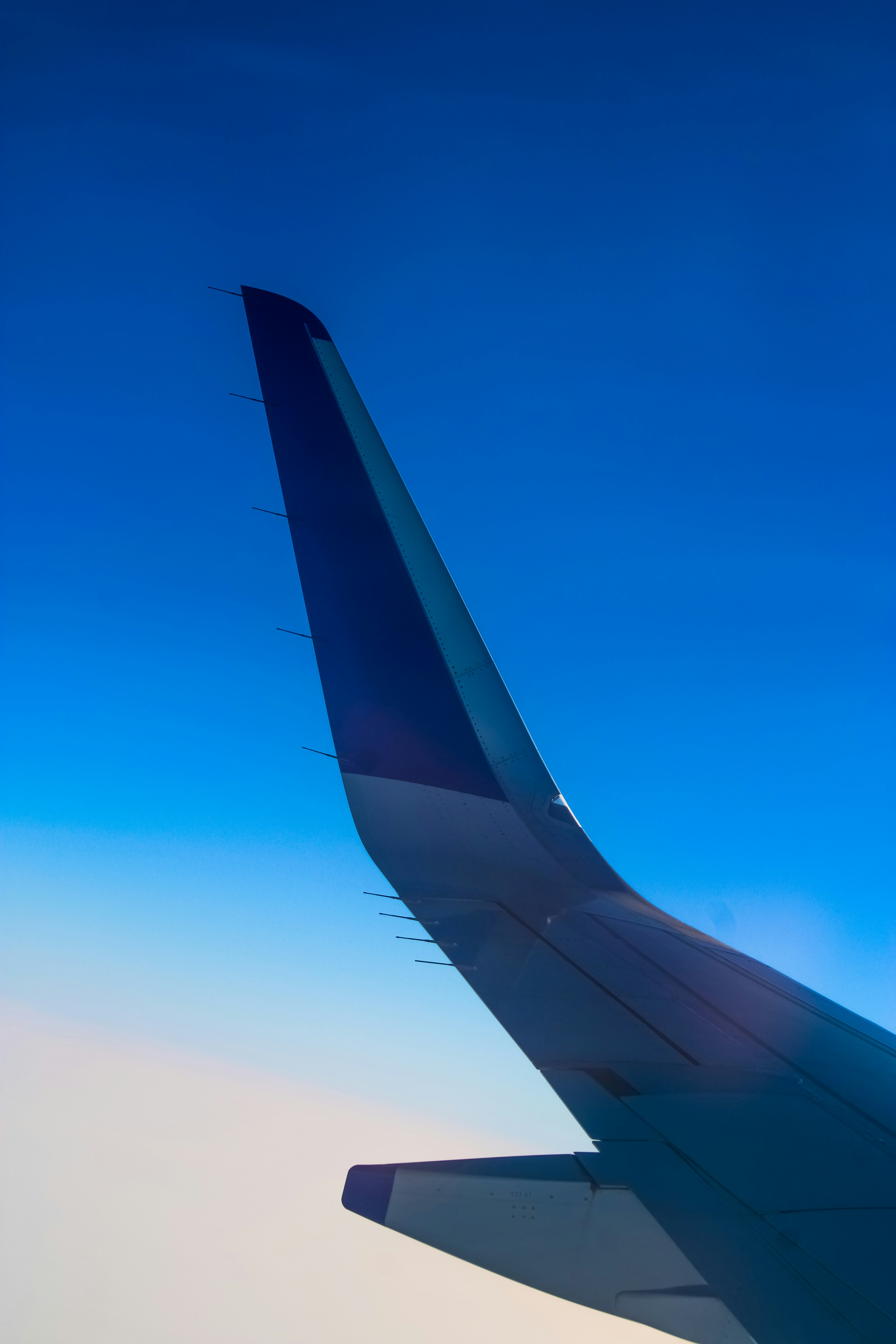 空の飛行機の翼の眺め