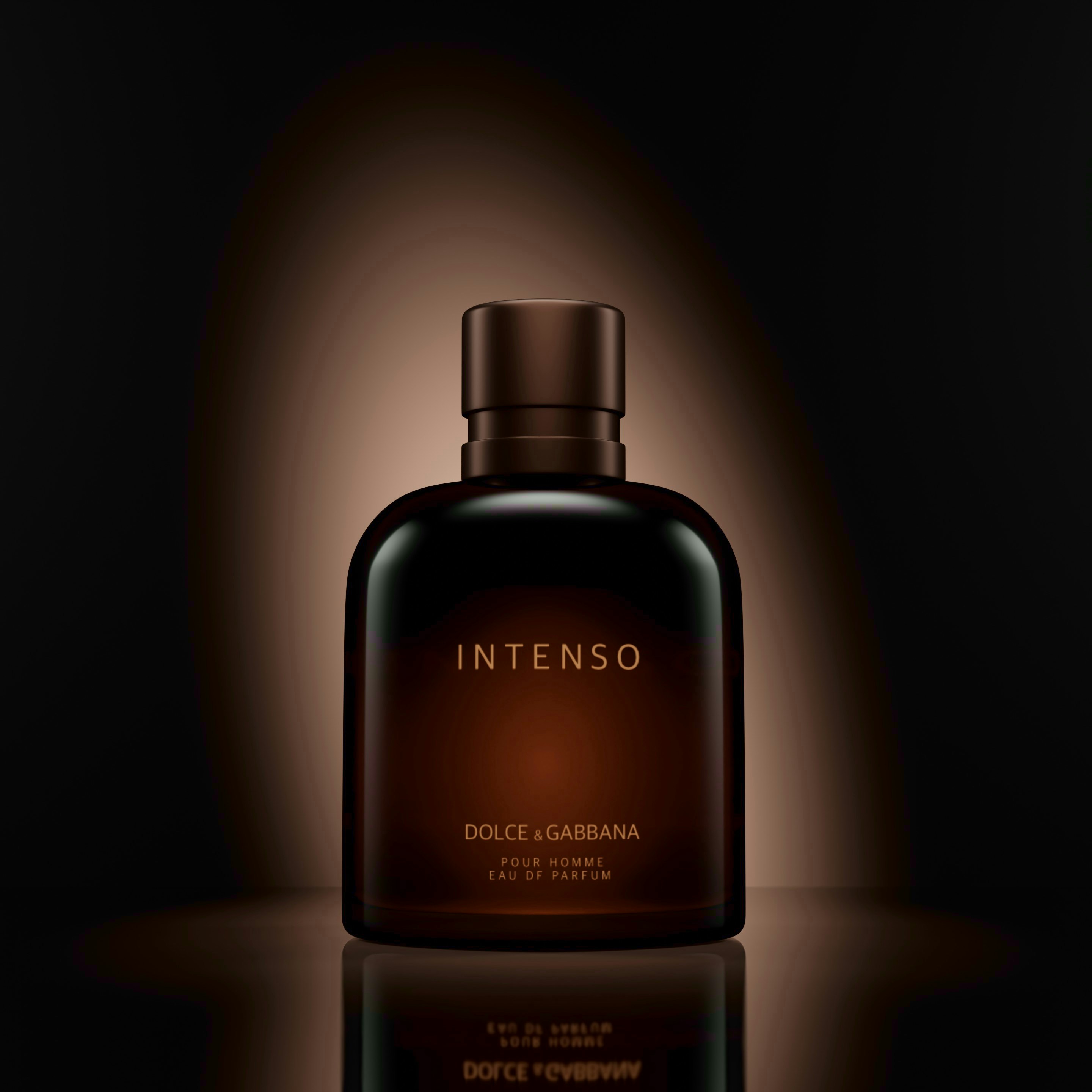 a bottle of intense cologne on a black surface