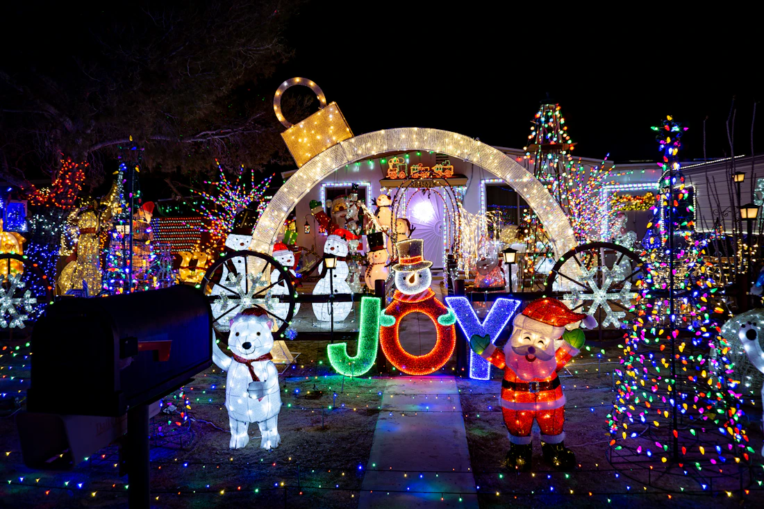 House decorated with holiday lights