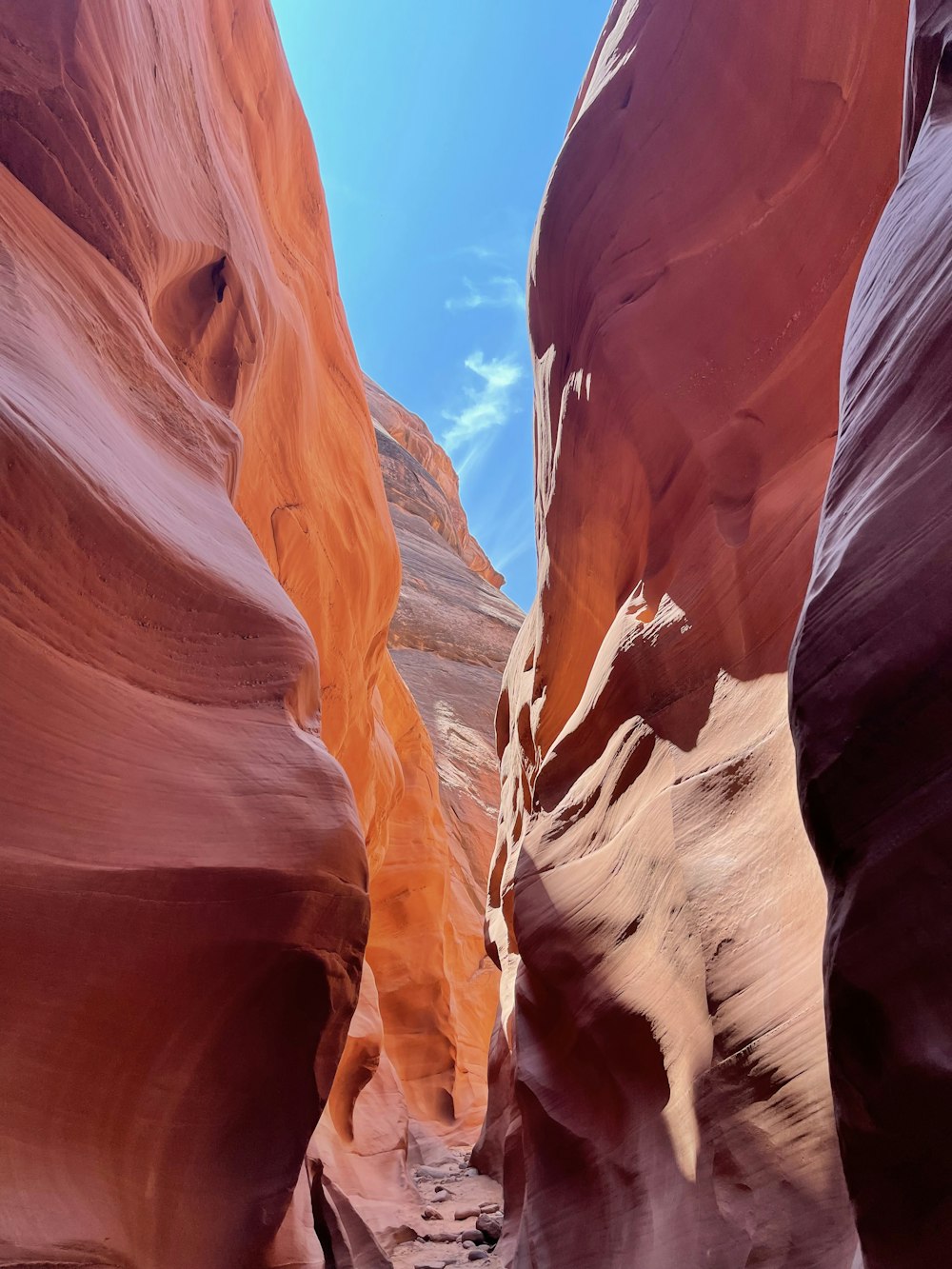 a narrow slot in the side of a mountain