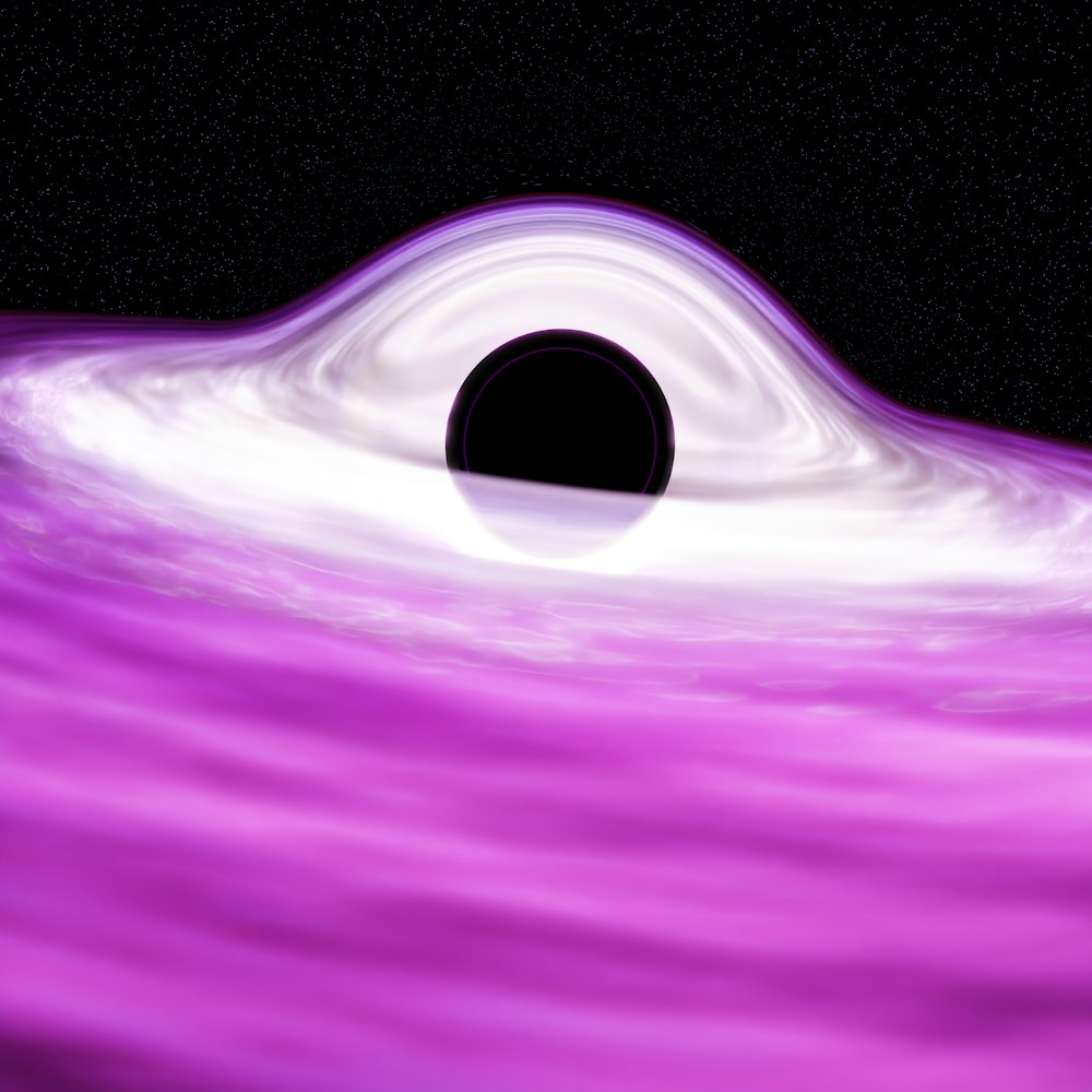 a black hole in the center of a purple vortex