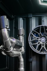 a close up of a car's exhaust system