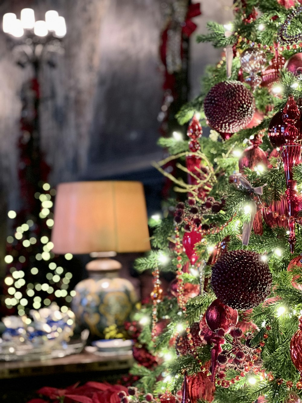 a decorated christmas tree in a living room