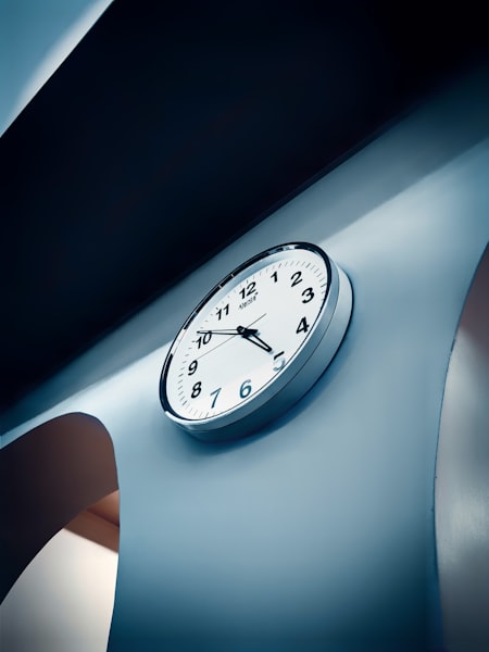 Wall-mounted clock representing the 30-minute setup time