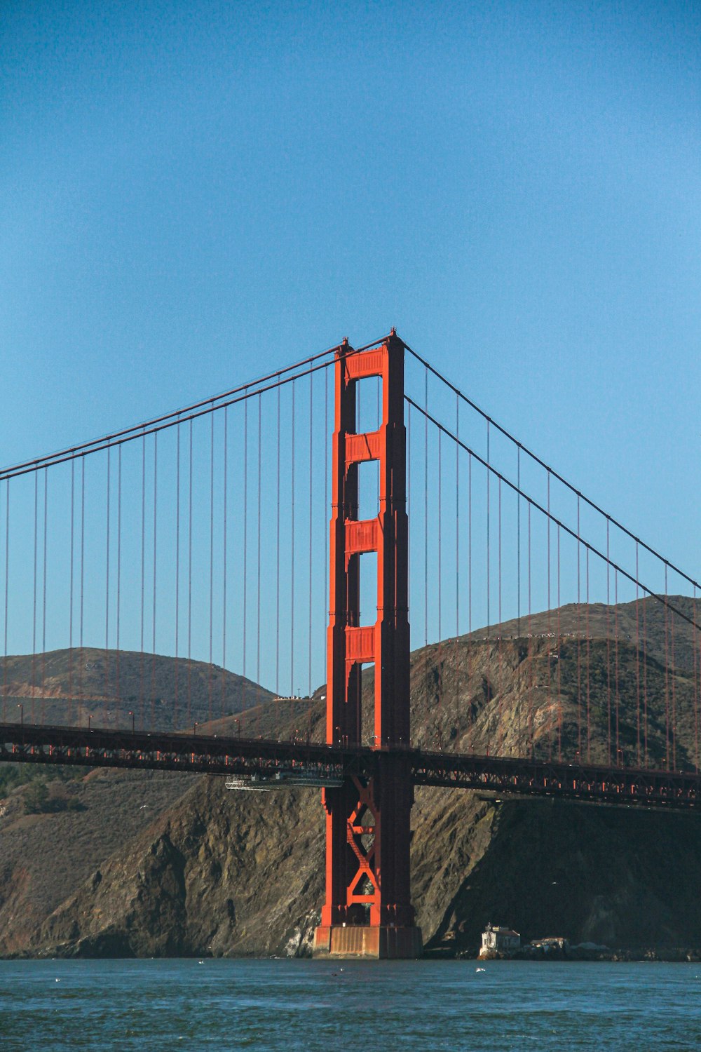 the golden gate bridge over looking the water