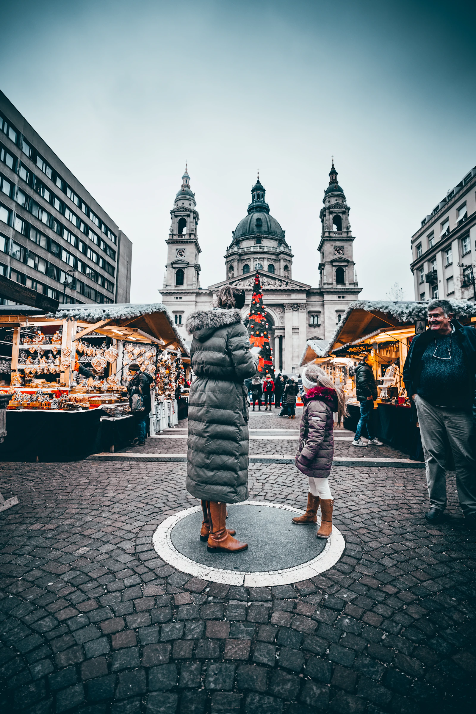 Christmas market near St Stephen's Basilica in Budapest