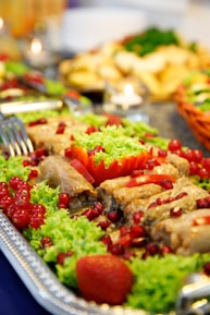 a plate of food with a fork and knife