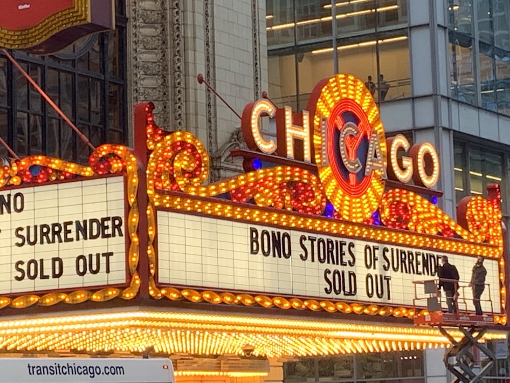 a theater marquee with a lot of lights on it