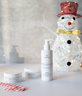 A festive setup featuring promotional products for Halloween and Christmas.