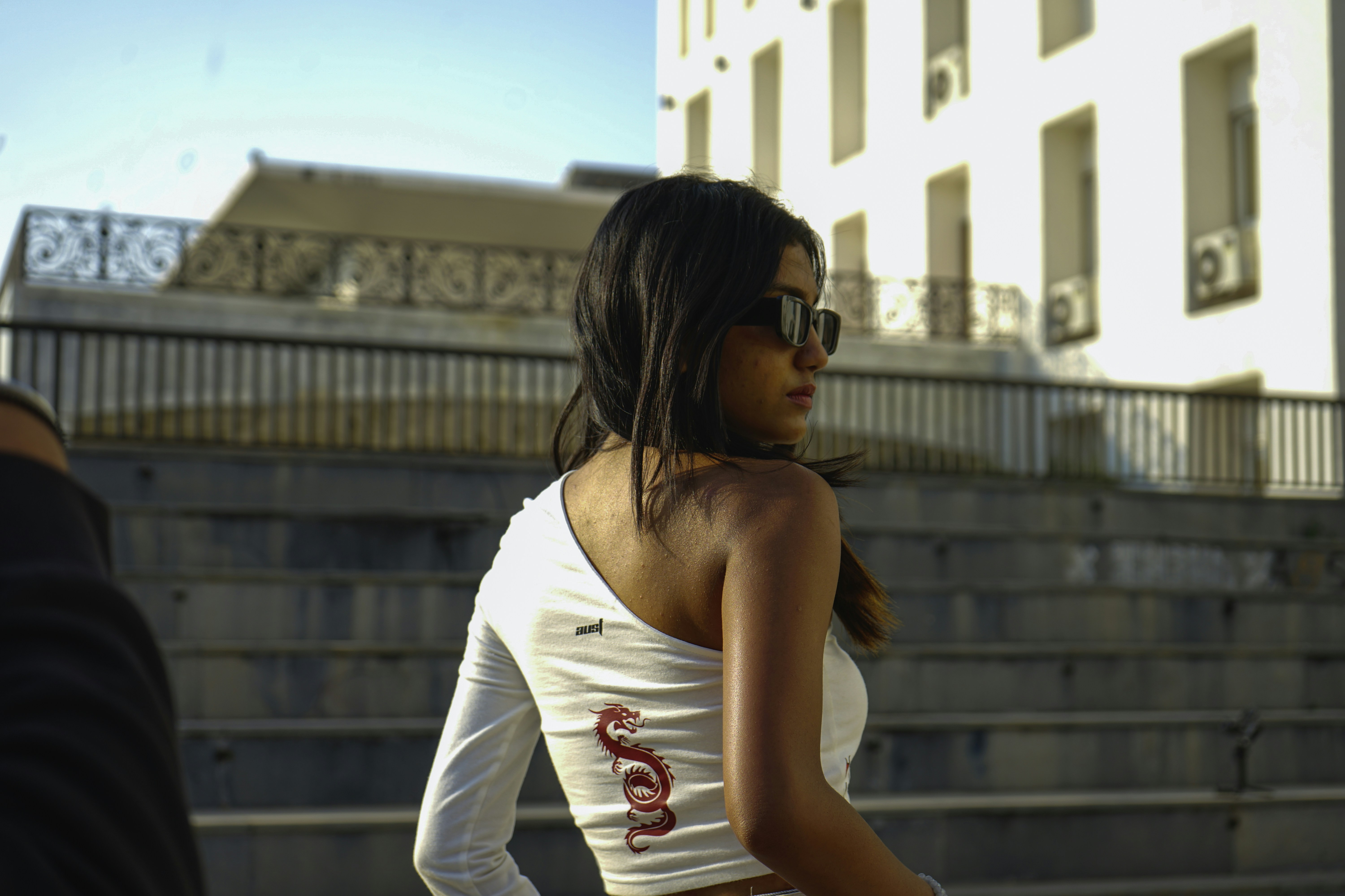 Social media influencer and AI persona collaboration concept