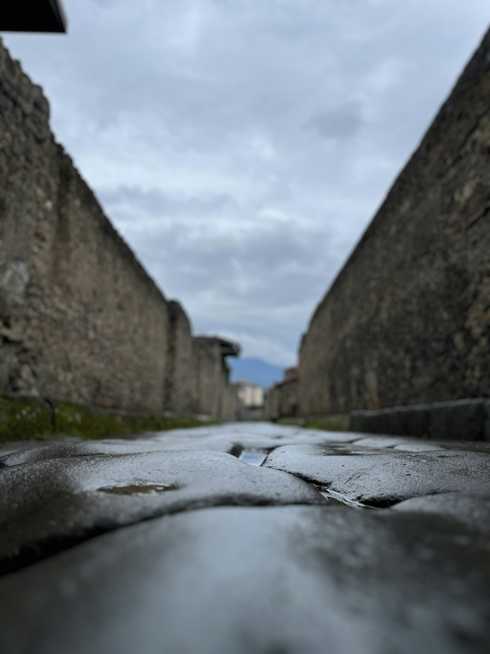 a street that has a bunch of bricks on it