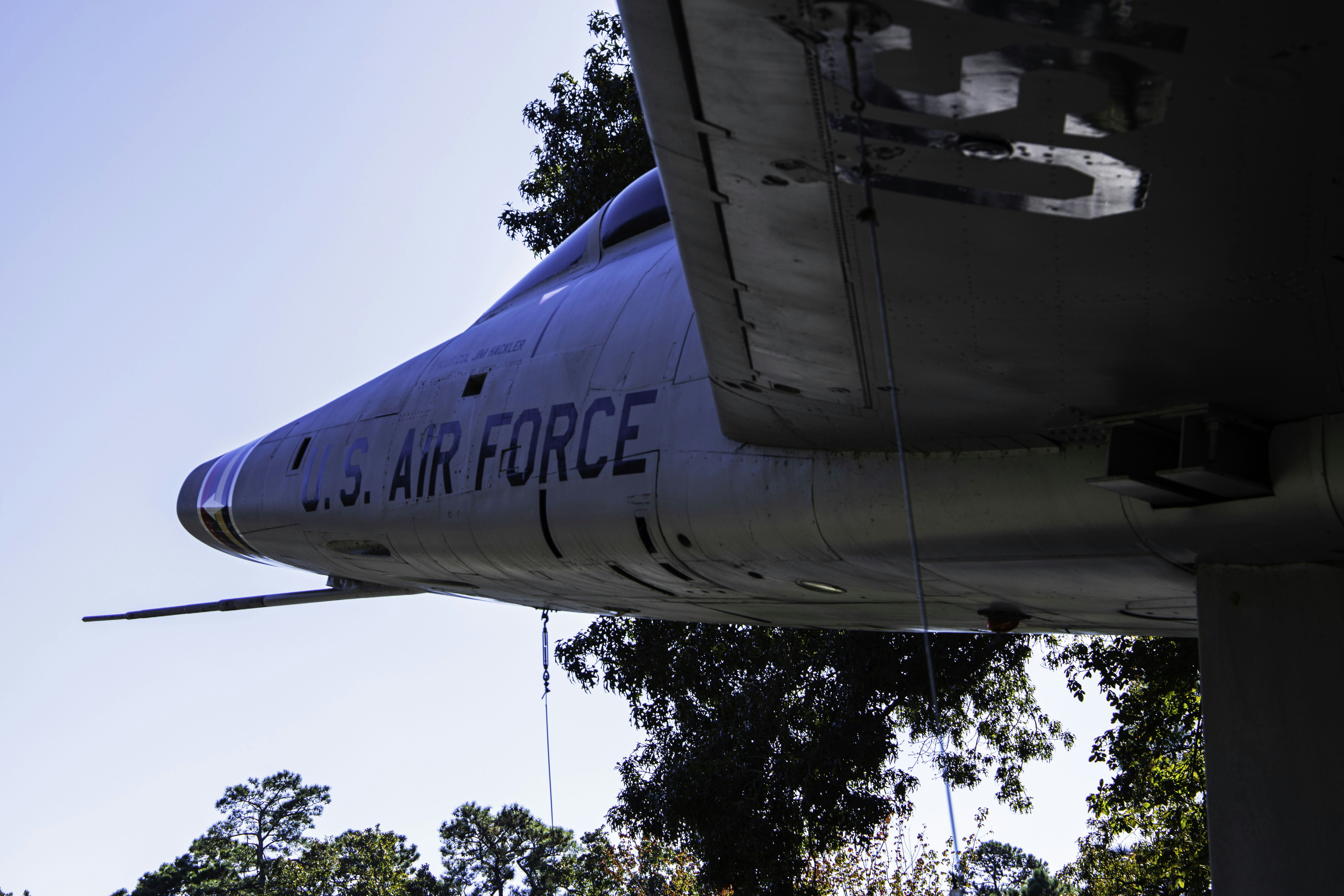 a close up of the nose of an air force plane, 