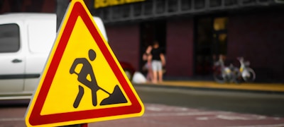 A simple construction sign indicating work in progress.