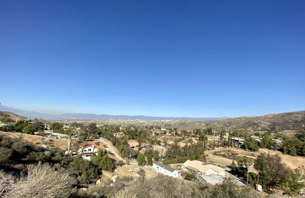 a view of a small town from a hill