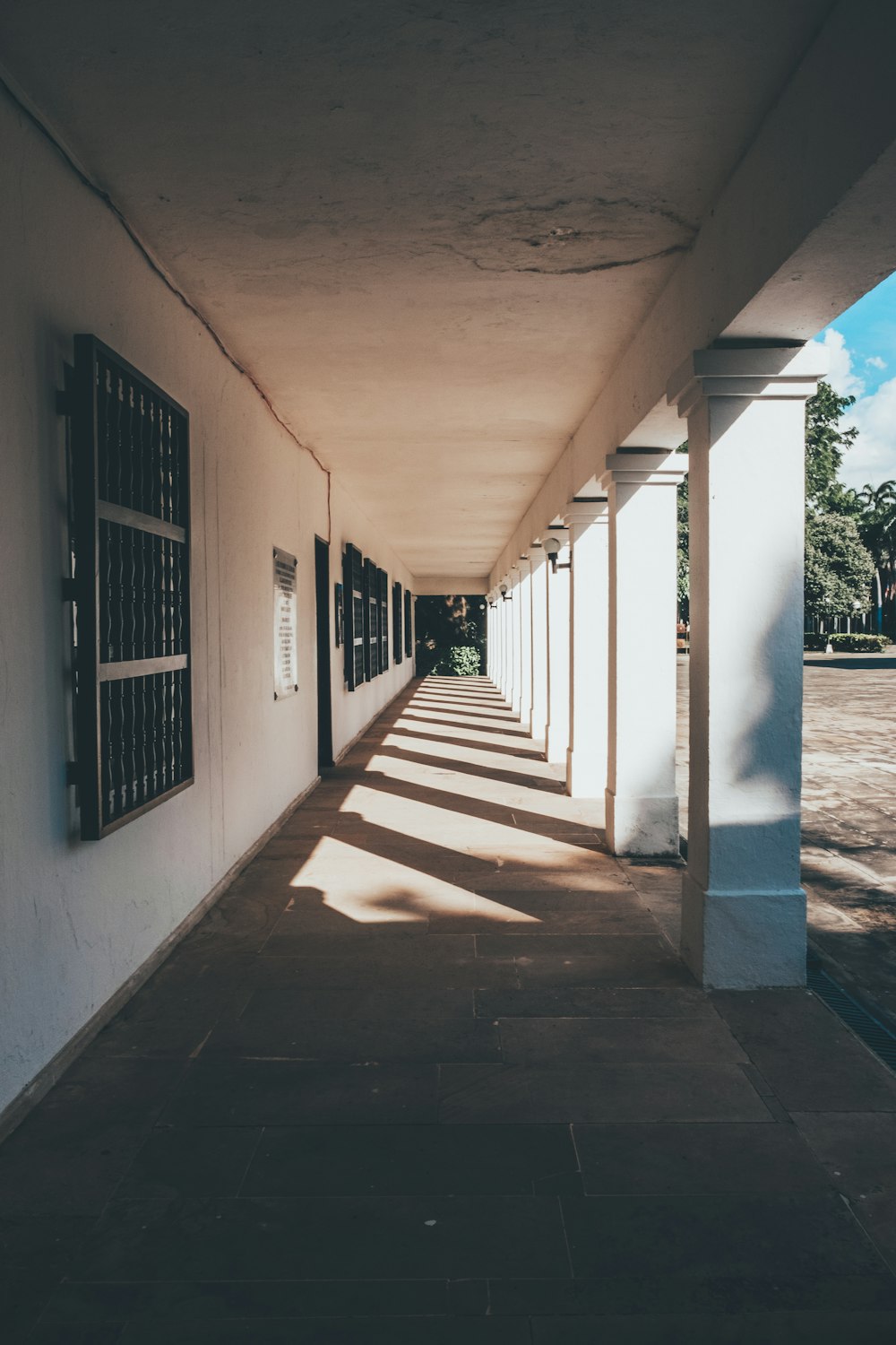 a row of windows on the side of a building