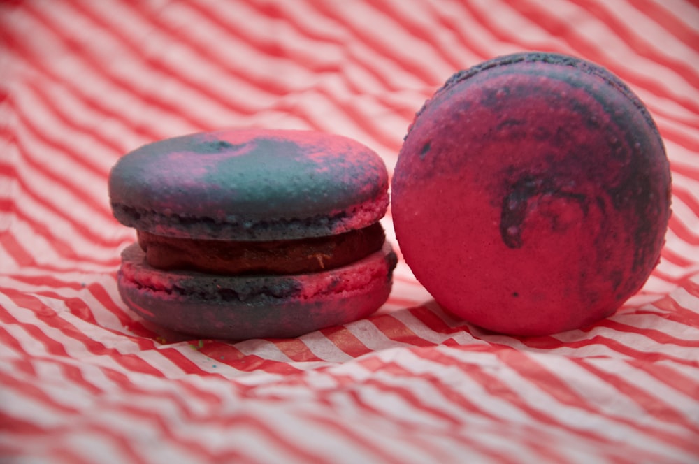 a couple of doughnuts that are on a table