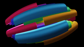 A colorful 3D printed object on a bright background symbolizing creativity and connection.