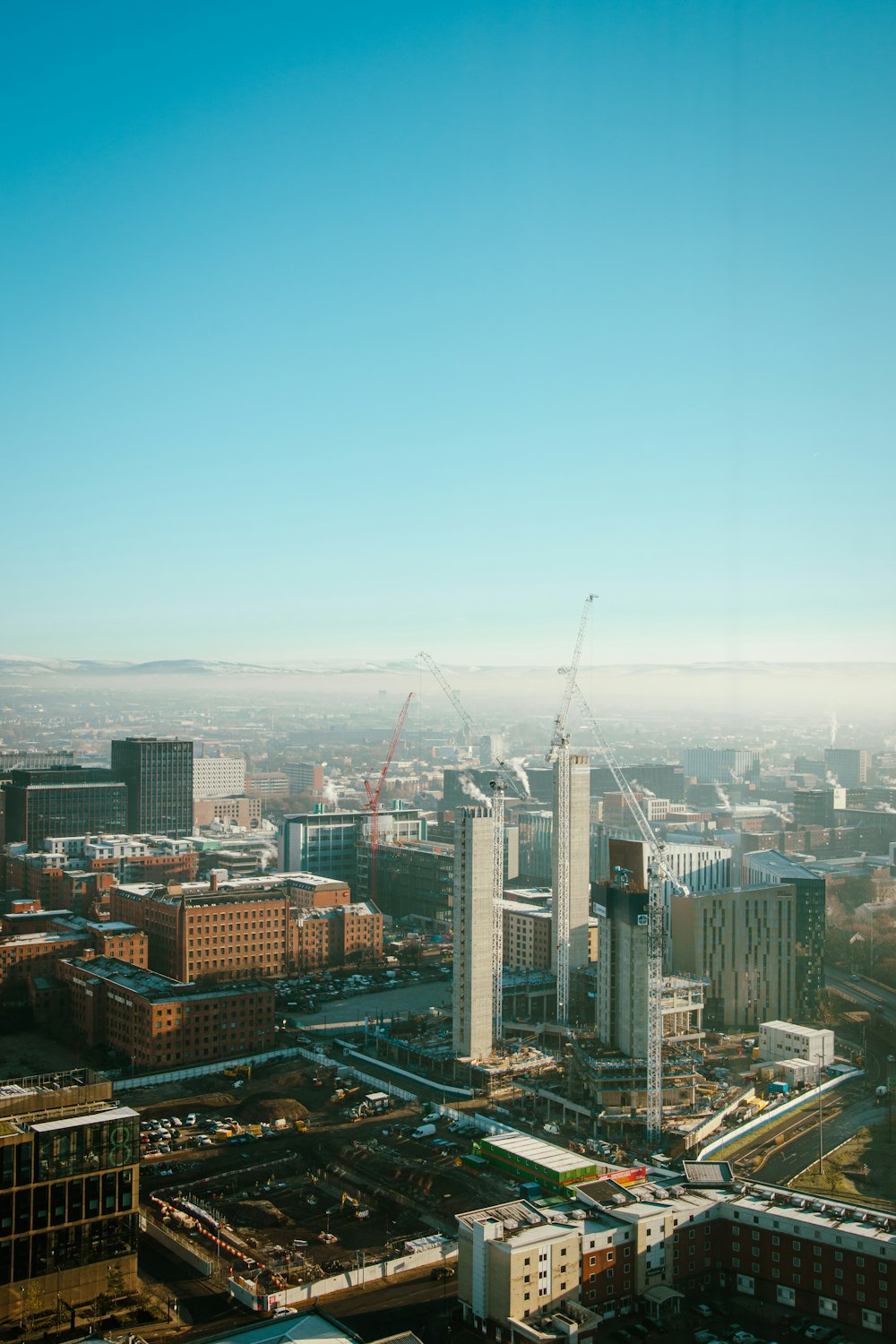 a view of a city from a tall building