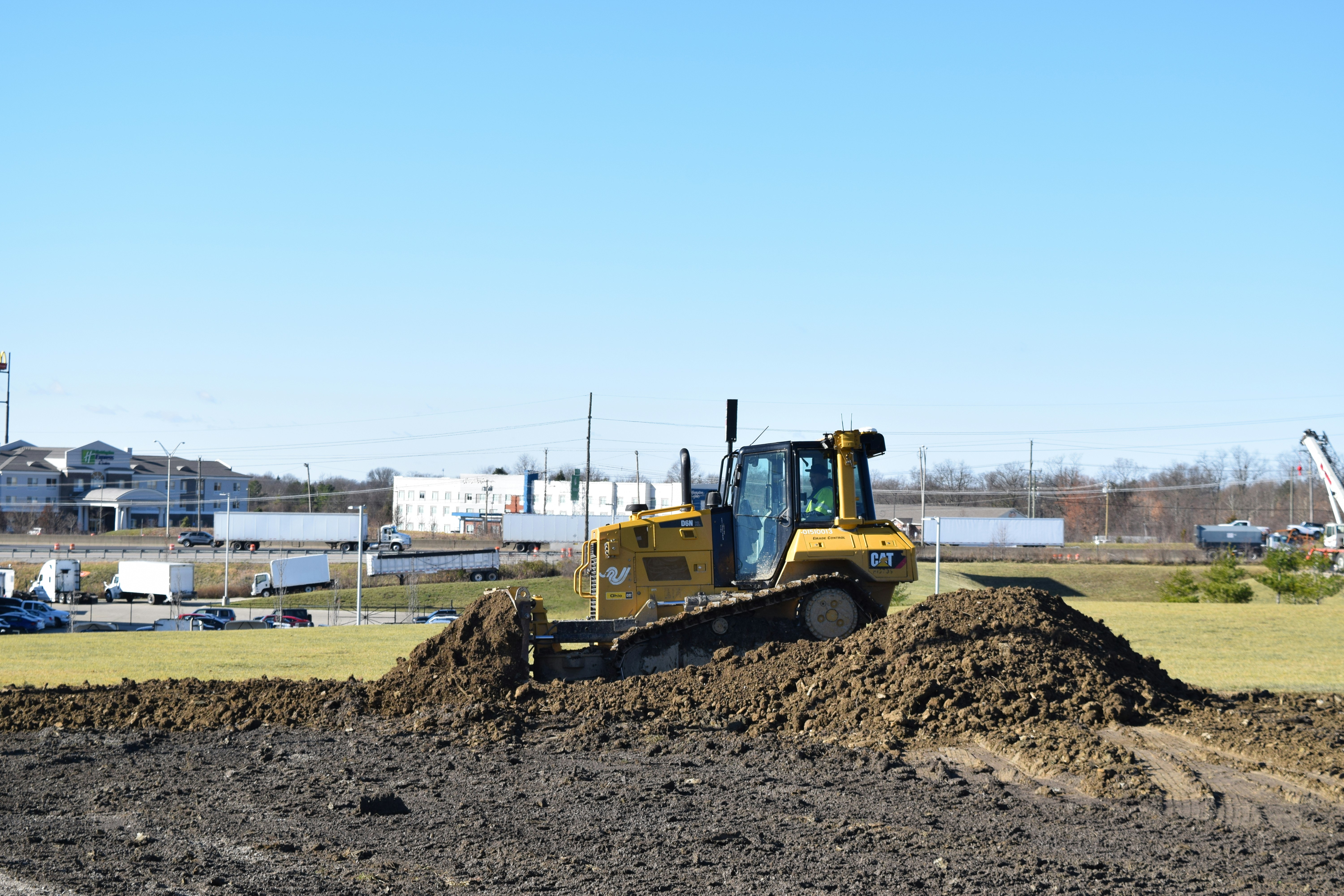 Bulldozer earthmoving construction project