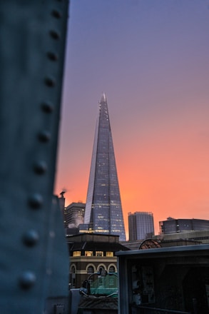 the shardle of a building in the distance