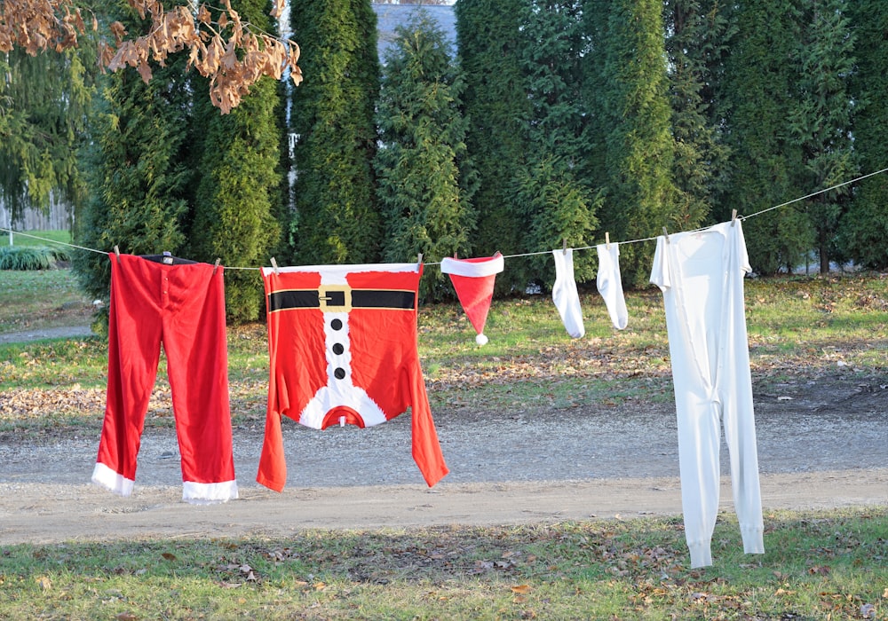 clothes hanging out to dry on a clothes line