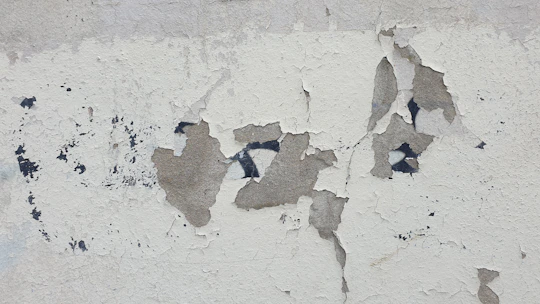 A damp patch spreading on an interior plaster wall of a traditional UK house.