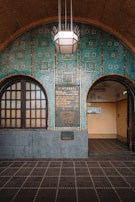 A luxurious entryway adorned with decorative tiles.