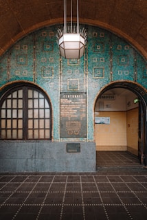 A luxurious entryway adorned with decorative tiles.