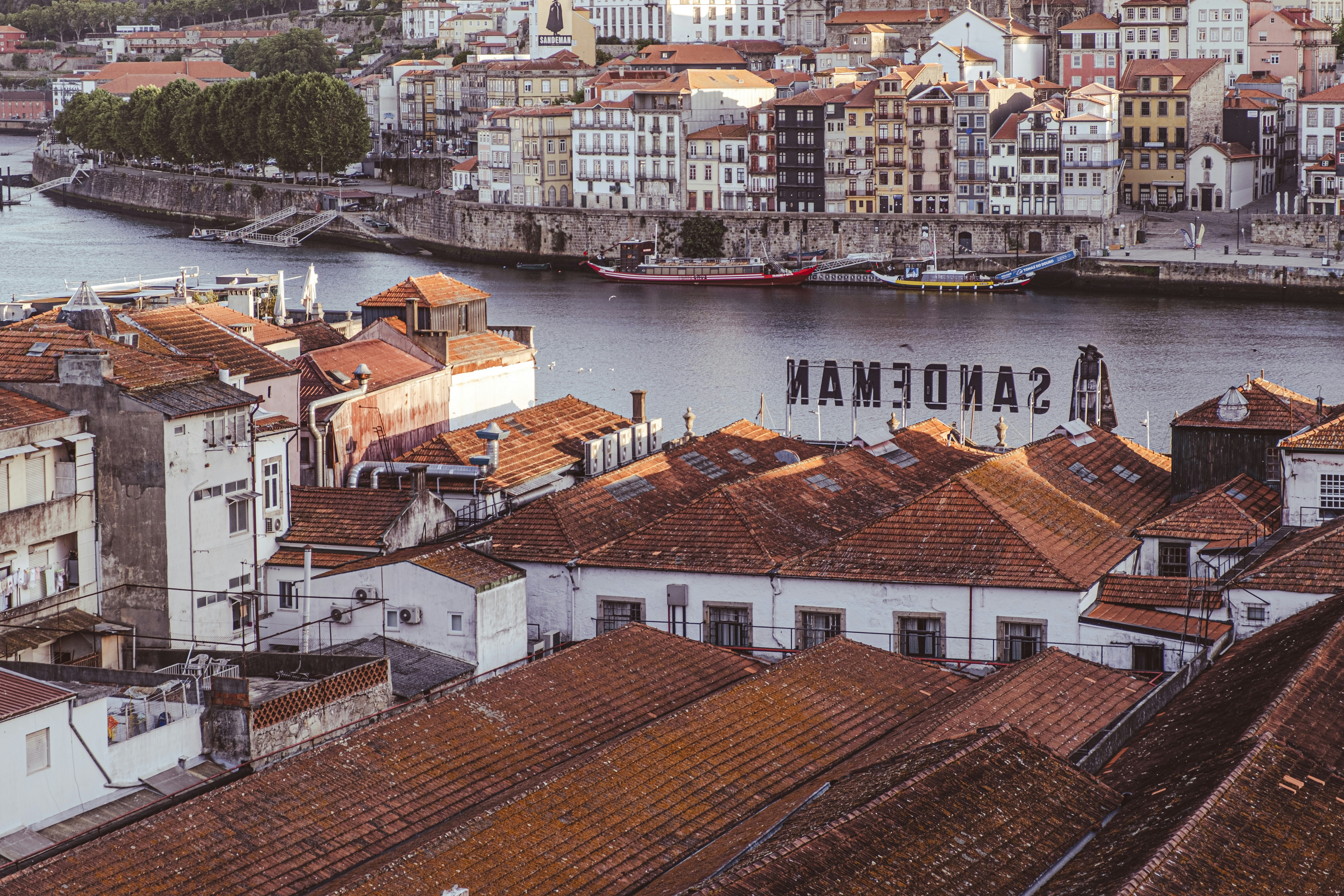 a view of a city with a river running through it