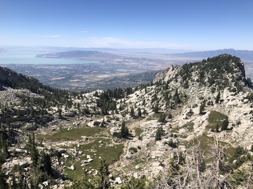 the view from the top of a mountain