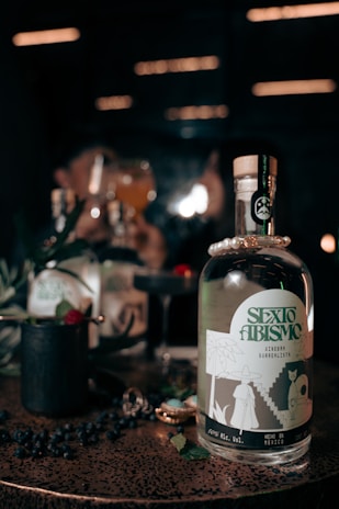 A vibrant photo showcasing a bottle of anis carteluo against a scenic backdrop of southern Brazil.