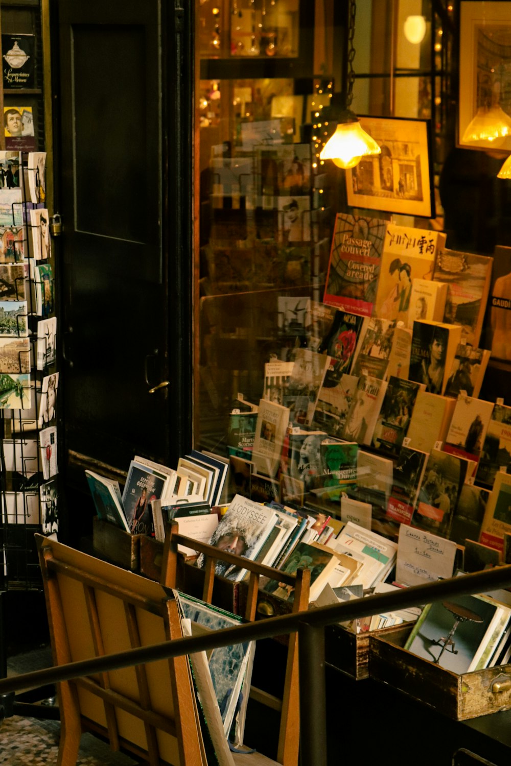 a store front with a lot of books on display