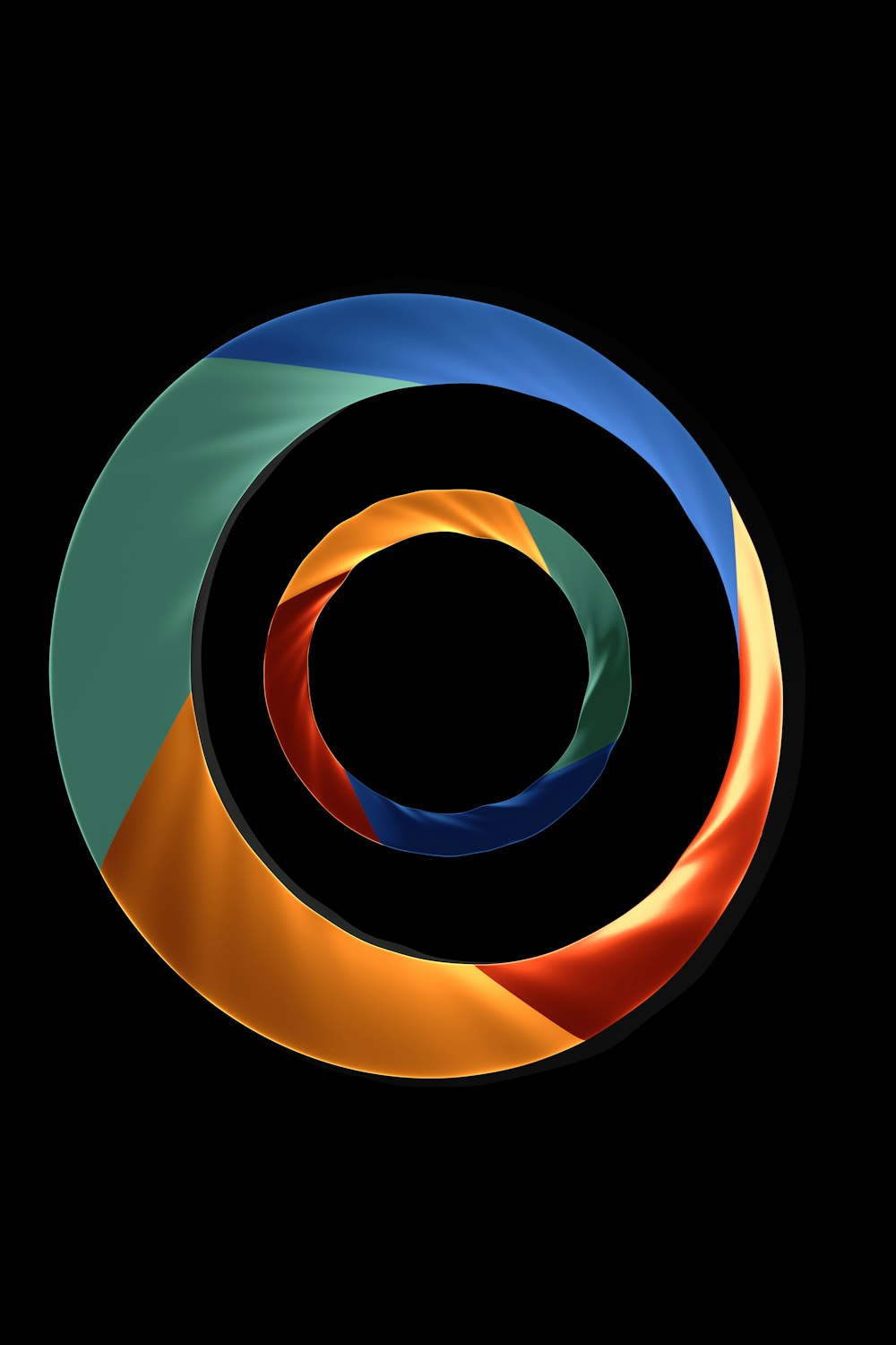 a black background with a multicolored circle