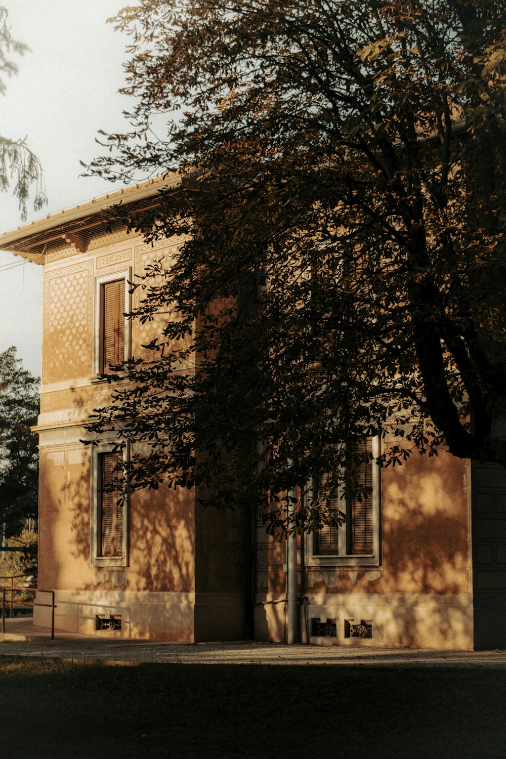 a building with a tree in front of it