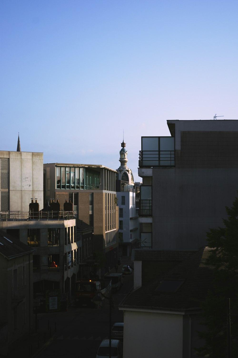 a view of a city from a rooftop