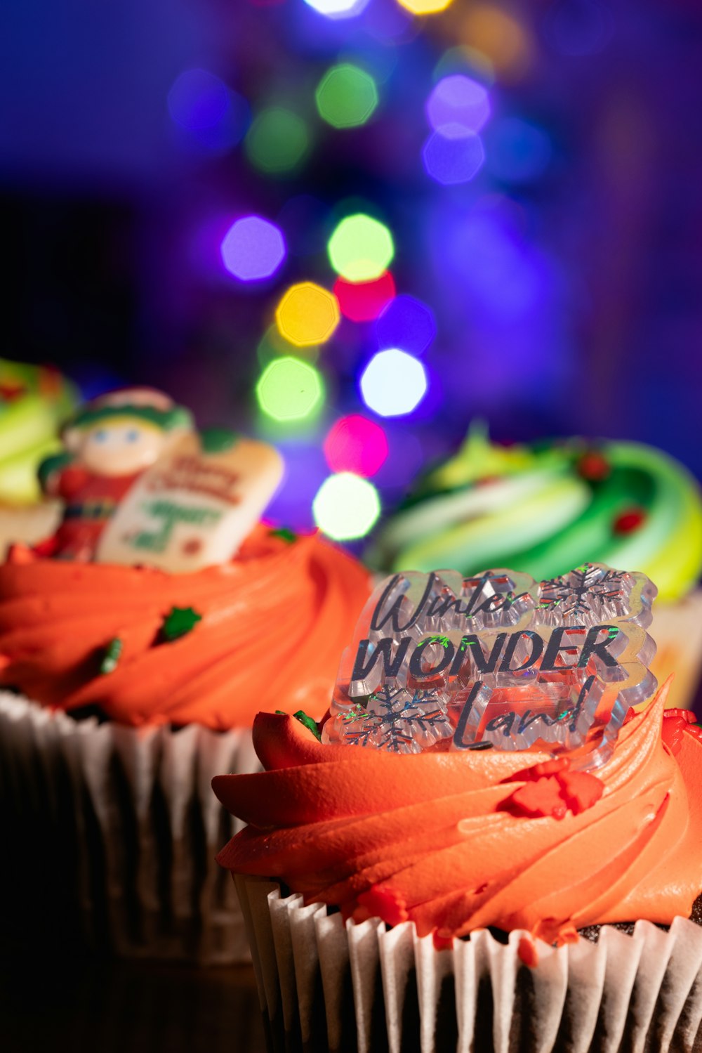 a close up of cupcakes on a table