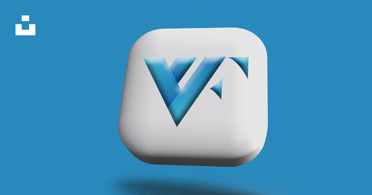 V Button A white square button with a blue v on it photo – Free Logo Image on ...