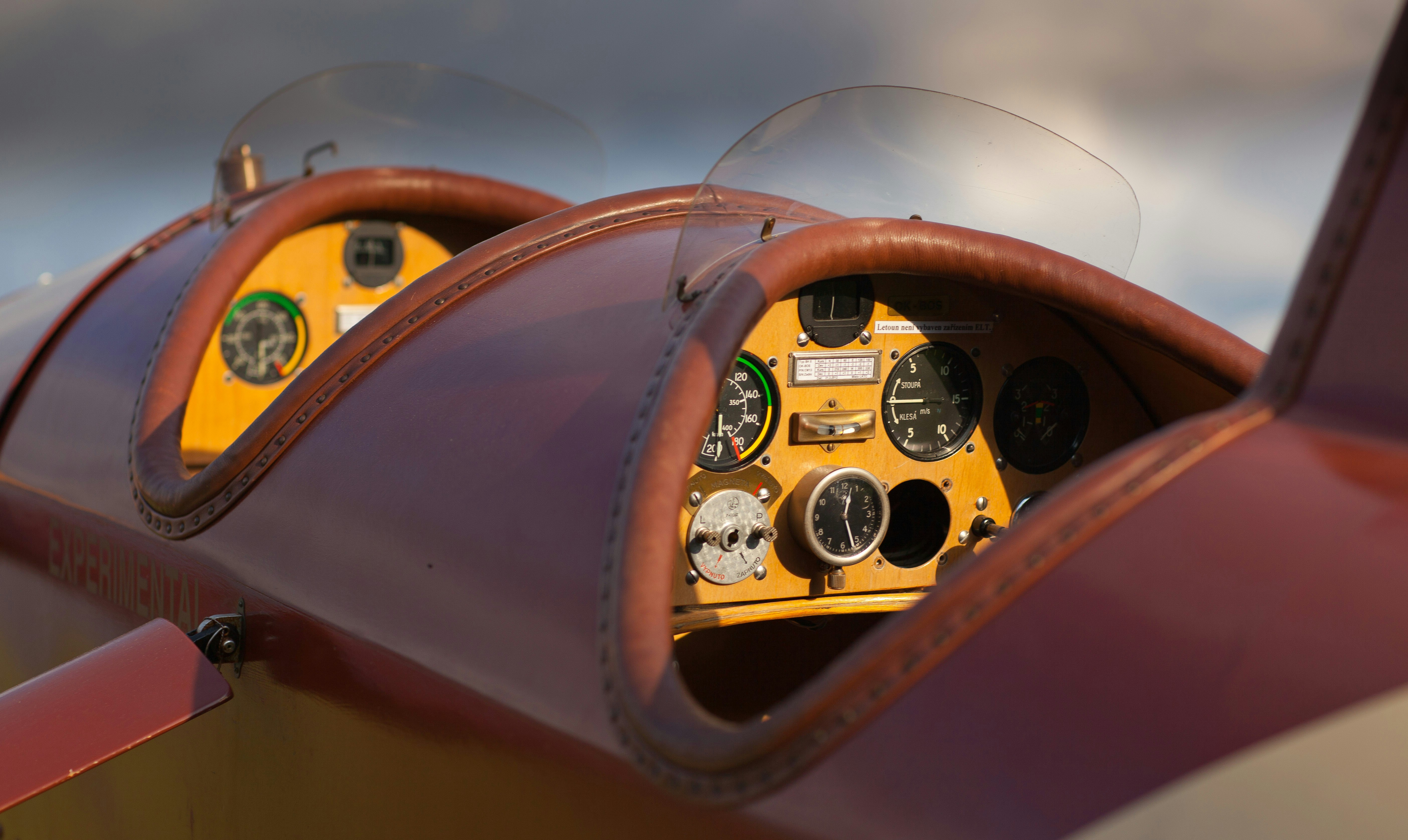 a close up of the cockpit of a small airplane