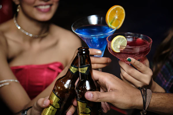 Couple sharing drinks