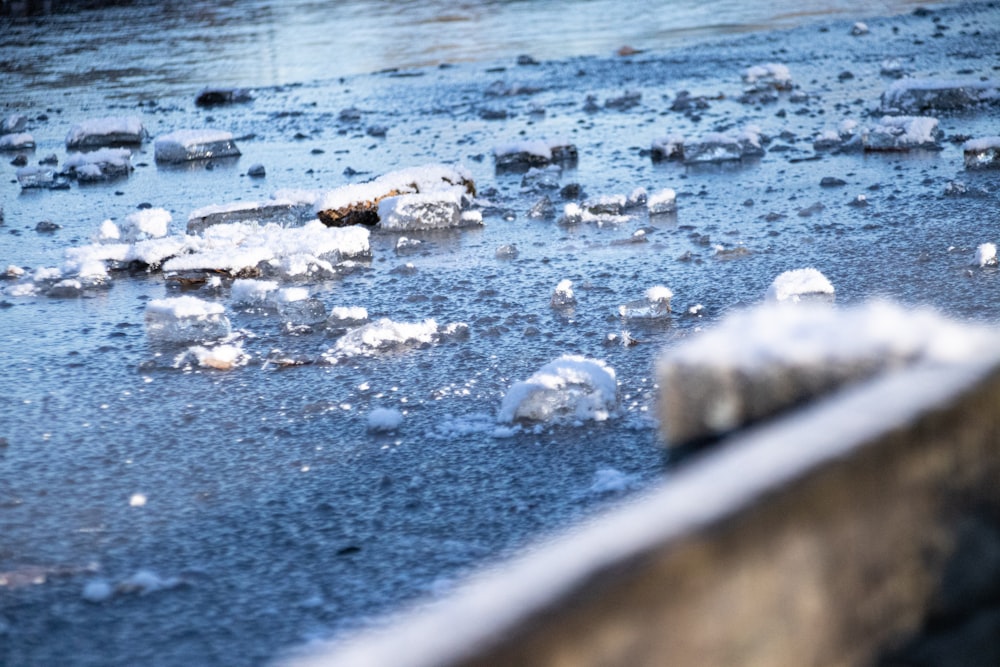 a bunch of ice that is on the ground