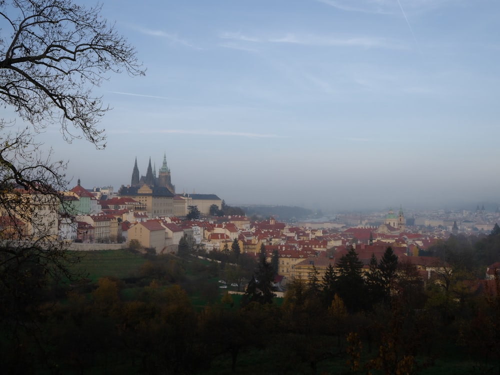 Une vue d’une ville depuis une colline