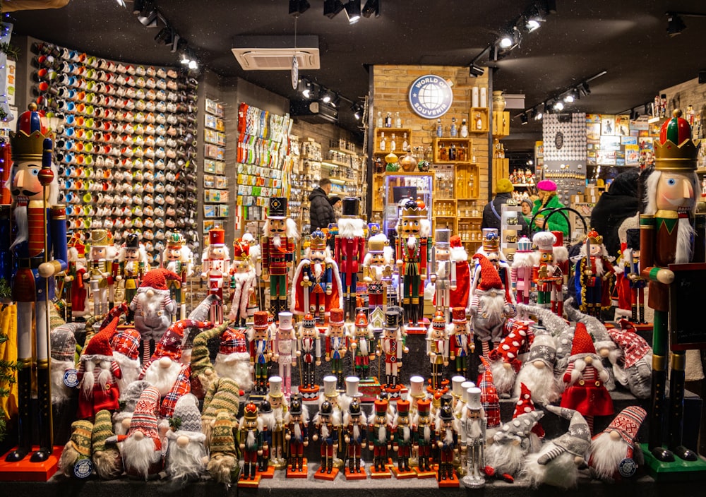 a store with a lot of christmas items on display