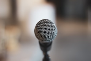 a close up of a microphone on a table