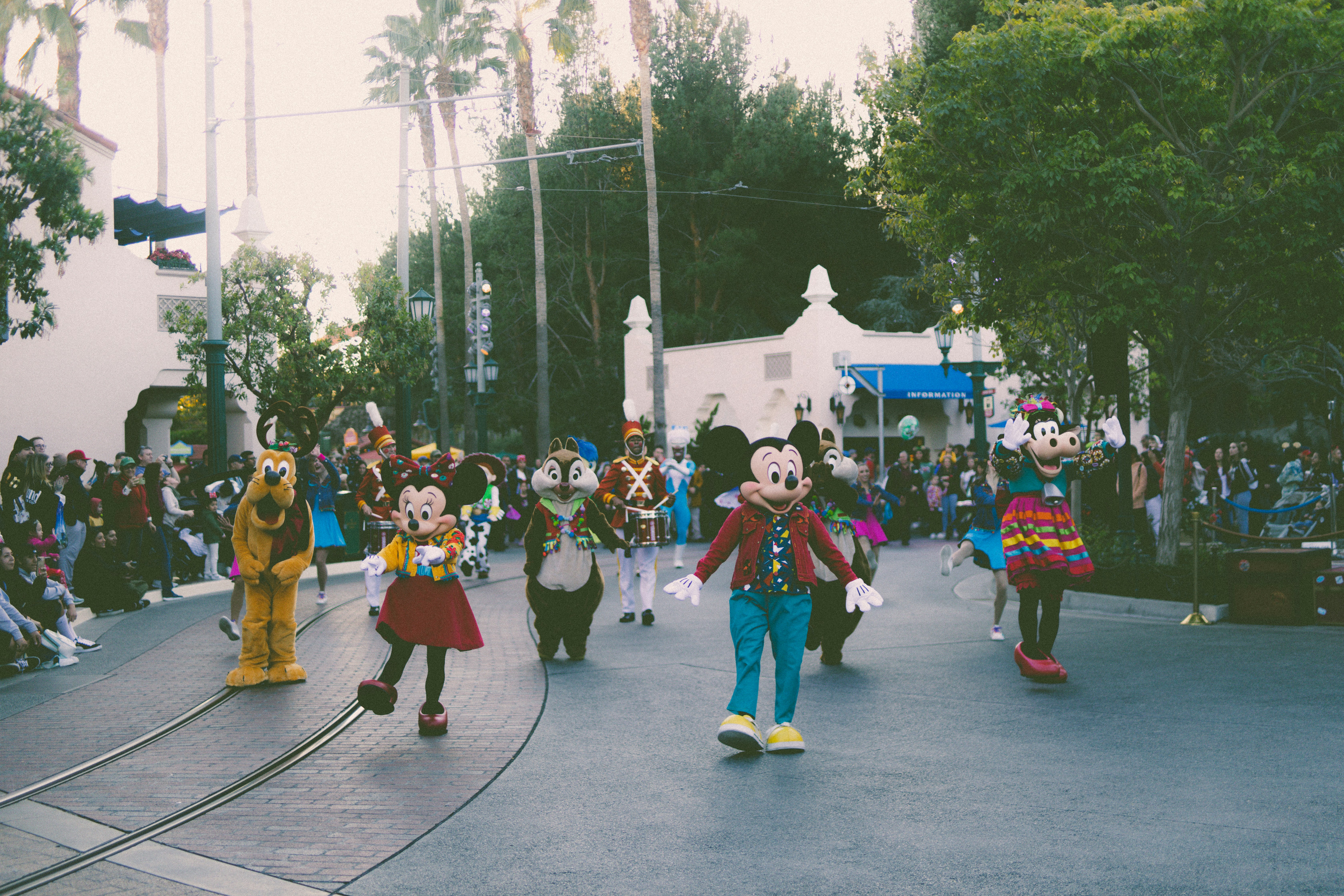 a group of people in mickey mouse costumes