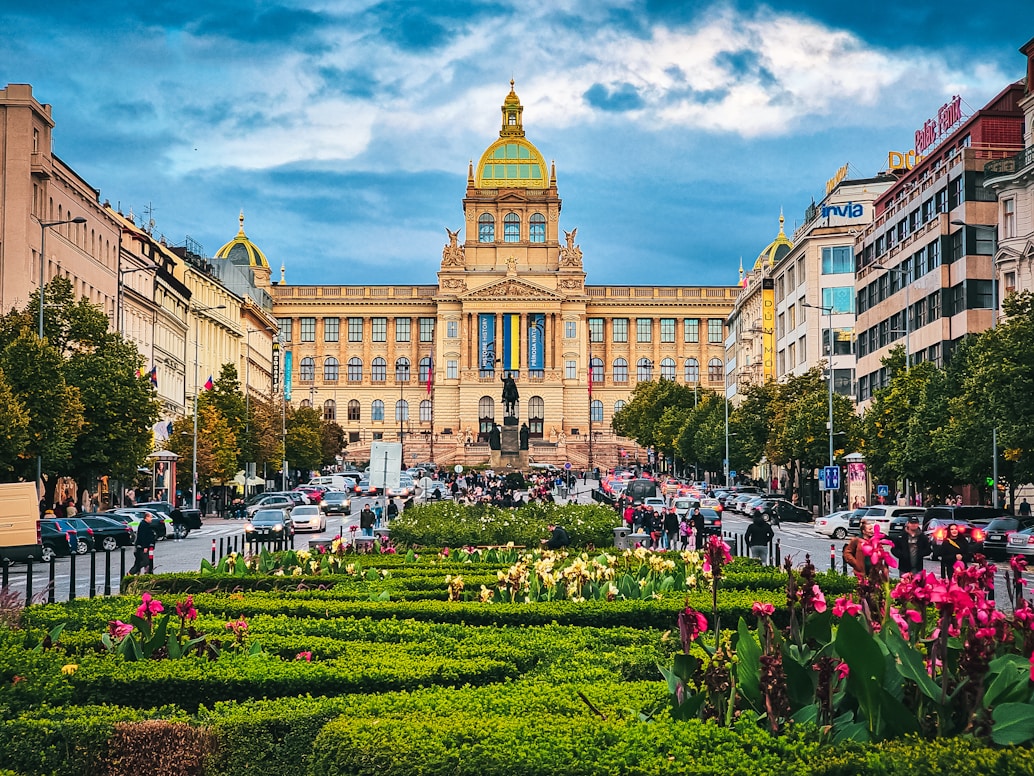a large building with a golden dome on top of it